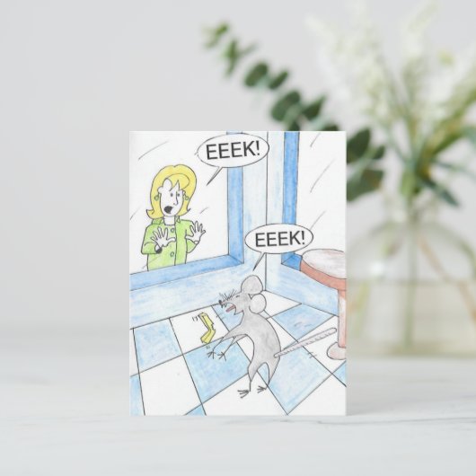 Scared Mouse Birthday Postkarte (Stehend Vorderseite)