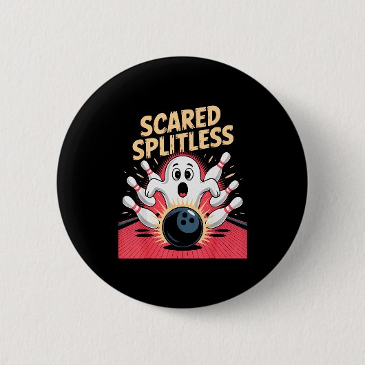 Scared Splitless Funny Ghost Bowling Halloween Wom Button (Vorderseite)