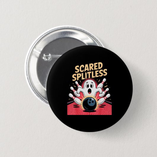 Scared Splitless Funny Ghost Bowling Halloween Wom Button (Vorne & Hinten)