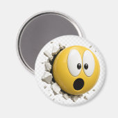 Scaredy 3D Emoji Round Magnet (Vorderseite/Rückseite)