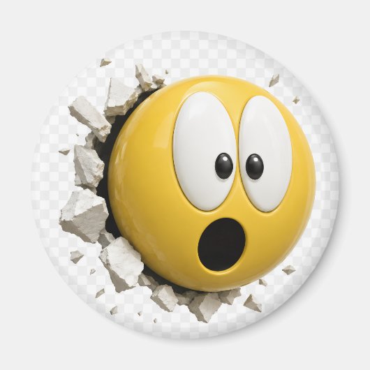 Scaredy 3D Emoji Round Magnet (Vorne)