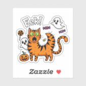 Scaredy Cat - Funny Halloween Ghost Sticker (Blatt)