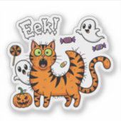 Scaredy Cat - Funny Halloween Ghost Sticker (Vorderseite)