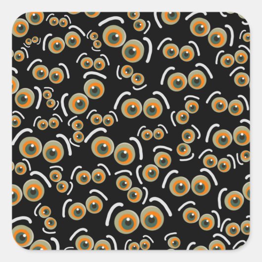 Scaredy Cat Halloween Boo Eyes Bat Quadratischer Aufkleber (Vorderseite)