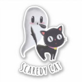 Scaredy Cat Halloween Custom Cut Vinyl Aufkleber (Vorderseite)