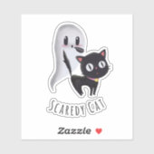 Scaredy Cat Halloween Custom Cut Vinyl Aufkleber (Blatt)