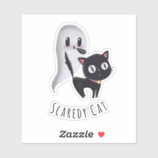 Scaredy Cat Halloween Custom Cut Vinyl Aufkleber (Blatt)