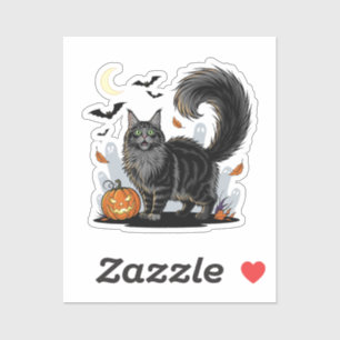 Scaredy Fluff - Maine Coon Halloween Sticker
