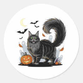 Scaredy Fluff - Maine Coon Halloween Sticker