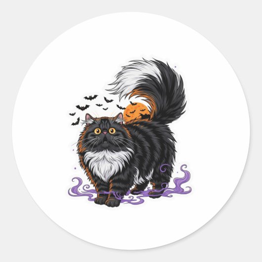 Scaredy Persian - Fluffy Persian Cat Halloween Runder Aufkleber (Vorderseite)