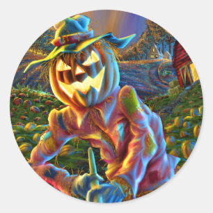 ScareJack O Lantern Scarecrow Runder Aufkleber