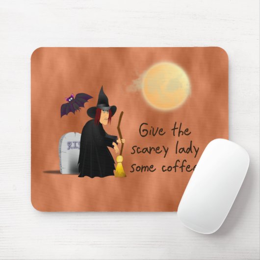Scarey Hexe vor Kaffee mousepad (Mit Mouse)