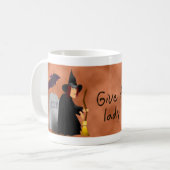 Scarey Hexe vor Kaffee-Tasse Kaffeetasse (Vorderseite Links)
