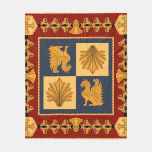 Scarf mit goldgelben Löwen. Separate Elemente Fleecedecke