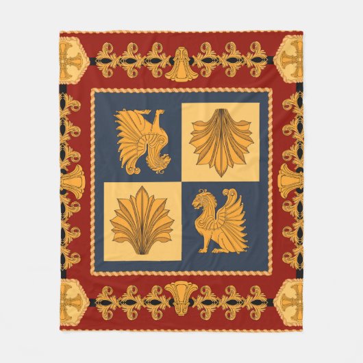 Scarf mit goldgelben Löwen. Separate Elemente Fleecedecke (Vorderseite)