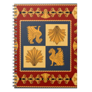 Scarf mit goldgelben Löwen. Separate Elemente Notizblock