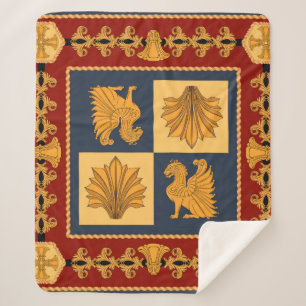Scarf mit goldgelben Löwen. Separate Elemente Sherpadecke