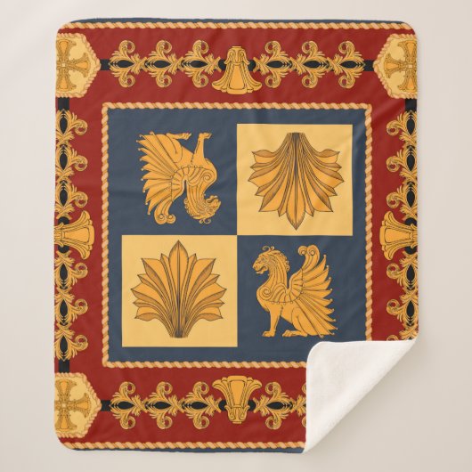 Scarf mit goldgelben Löwen. Separate Elemente Sherpadecke (Vorderseite)