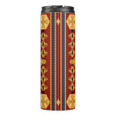 Scarf mit goldgelben Löwen. Separate Elemente Thermosbecher (Rückseite)