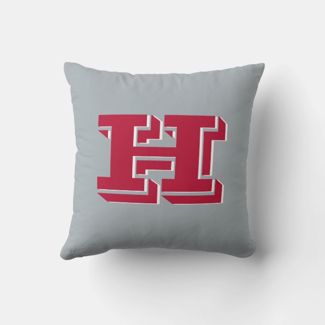 Scarlet and Gray Collegiate Color Style Monogram Kissen (Rückseite)