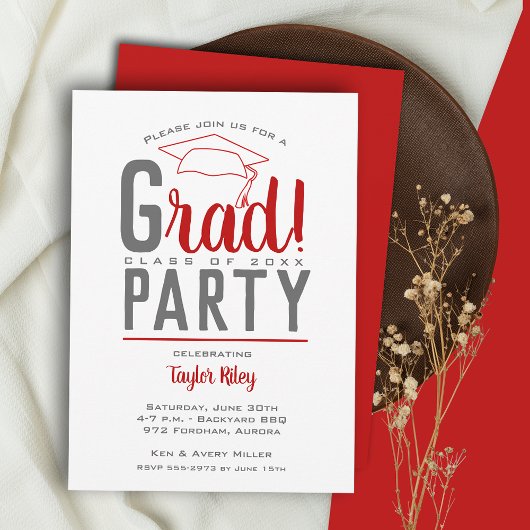 Scarlet and Gray Graduation Party Einladung