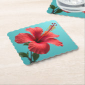 Scarlet Bloom: Die Strahlung eines roten Hibiskus Untersetzer (angewinkelt)