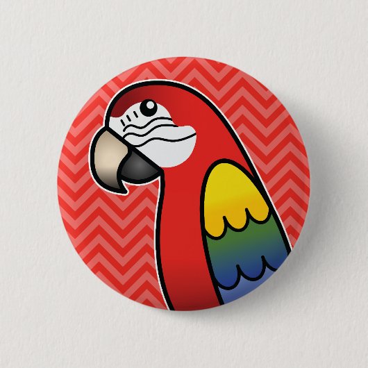 Scarlet Cartoon Macaw Parrot Bird Button (Vorderseite)
