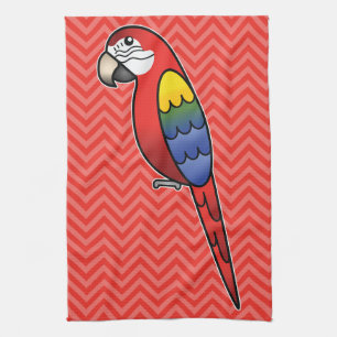 Scarlet Cartoon Macaw Parrot Bird Küchentuch