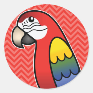 Scarlet Cartoon Macaw Parrot Bird Runder Aufkleber