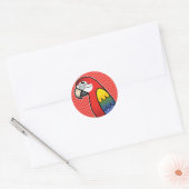 Scarlet Cartoon Macaw Parrot Bird Runder Aufkleber (Umschlag)