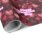 Scarlet Glitzer Herz Geschenkpapier (Rolleneckpunkt)