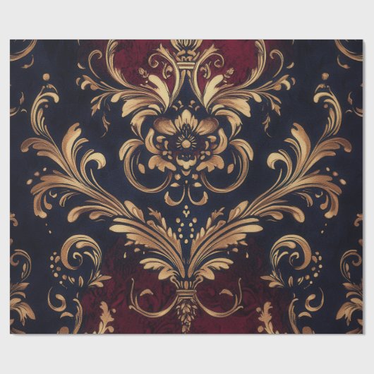 Scarlet & Gold Barock Geschenkpapier (Flach)