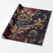 Scarlet & Gold Barock Geschenkpapier (Ungerollt)