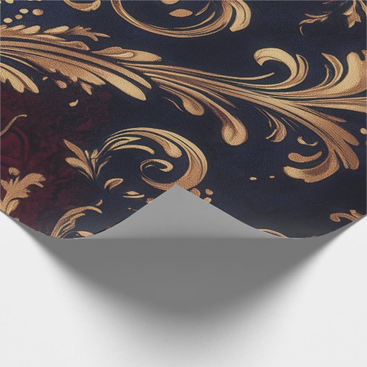 Scarlet & Gold Barock Geschenkpapier (Ecke)