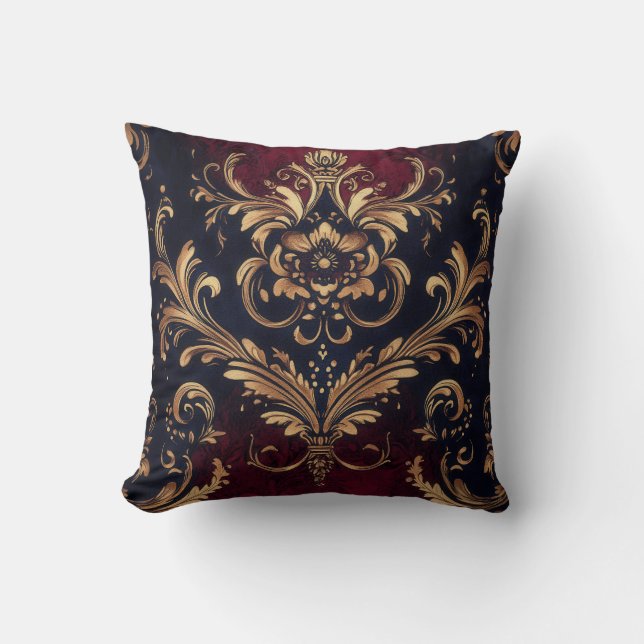 Scarlet & Gold Barock Kissen (Vorderseite)