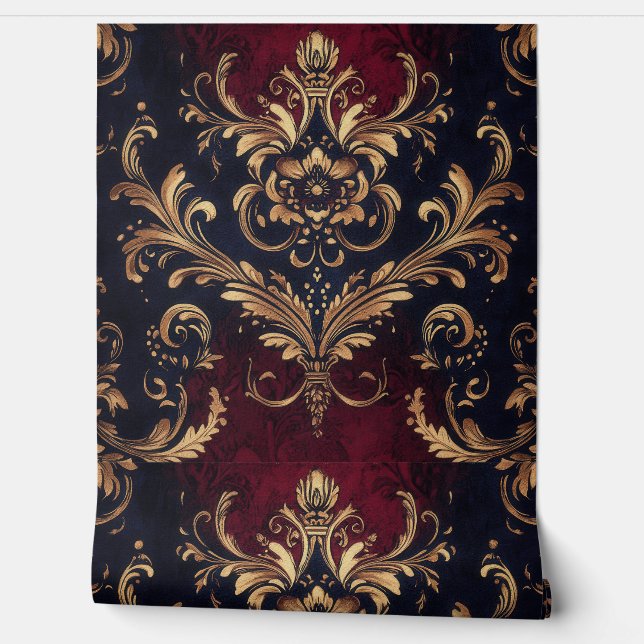 Scarlet & Gold Barock Tapete (Abrollen)