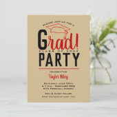 Scarlet Gold Black Graduation Party Einladungen (Stehend Vorderseite)