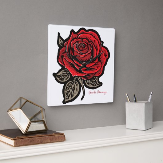 Scarlet Harmony Quadratische Wanduhr (Büro)