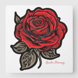 Scarlet Harmony Quadratische Wanduhr