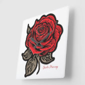 Scarlet Harmony Quadratische Wanduhr (Winkel)