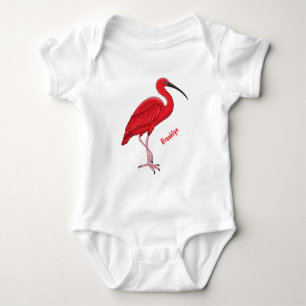 Scarlet ibis bird Cartoon Baby Strampler