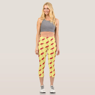 Scarlet ibis bird Cartoon Capri Leggings