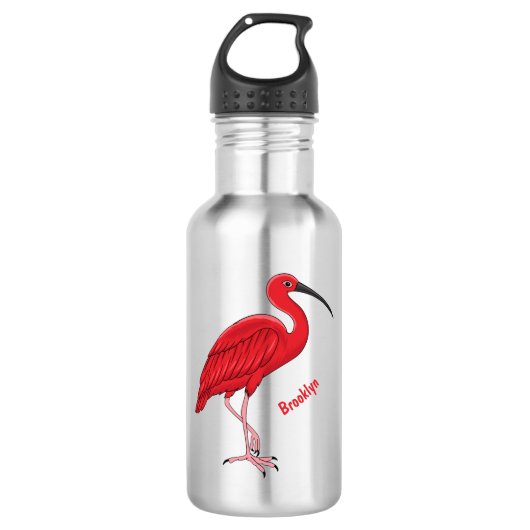 Scarlet ibis bird Cartoon Edelstahlflasche (Vorderseite)