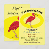Scarlet ibis bird Cartoon Einladung (Vorne/Hinten)