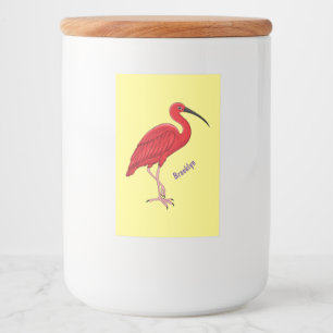 Scarlet ibis bird cartoon illustration lebensmitteletikett