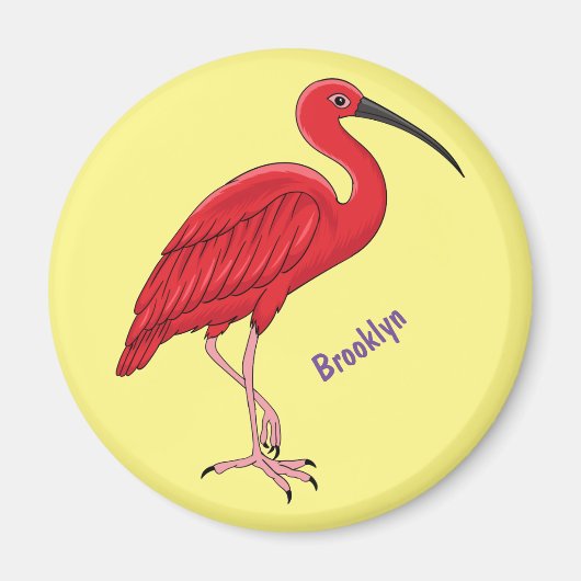 Scarlet ibis bird Cartoon Illustration Magnet (Vorne)