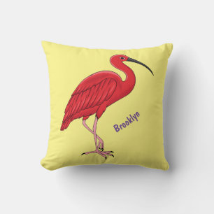Scarlet ibis bird Cartoon Kissen
