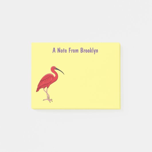 Scarlet ibis bird Cartoon Post-it Klebezettel (Vorderseite)