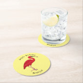 Scarlet ibis bird Cartoon Runder Pappuntersetzer (Vor Ort)