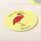 Scarlet ibis bird Cartoon Runder Pappuntersetzer (Angewinkelt)